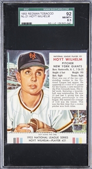 1953 Red Man Tobacco #21N Hoyt Wilhelm – SGC 92 NM/MT+ 8.5 "1 of 1!"